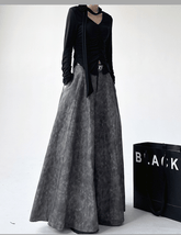 High - Waisted Acid Wash Flared Maxi Skirt - COPPING THREADS - CT Select